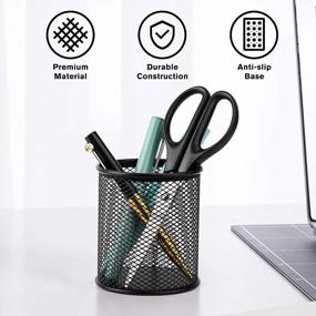 img 3 attached to Stay Organized With MaxGear'S Premium Mesh Metal Pen Holder Set - Perfect Desk Accessories For Home, School, And Office!