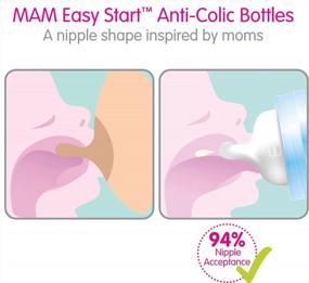 img 2 attached to Детская бутылочка MAM Easy Start Anti Colic 5 унций, легкое переключение между грудью и бутылочкой, уменьшает количество пузырьков воздуха и колики, 2 упаковки, новорожденный, матовая/мальчик
