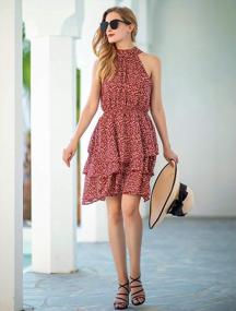 img 1 attached to Red Floral Boho Beach Dress For Women'S Summer Wedding Guest Attire By Noctflos