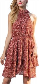 img 4 attached to Red Floral Boho Beach Dress For Women'S Summer Wedding Guest Attire By Noctflos