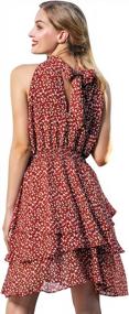 img 3 attached to Red Floral Boho Beach Dress For Women'S Summer Wedding Guest Attire By Noctflos