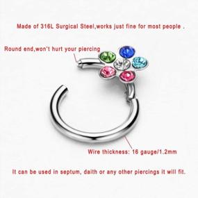 img 2 attached to FANSING 316L Surgical Steel Hinged Seamless Flower Captive Bead Clicker 16 Gauge 8Mm Septum Jewelry Daith Earrings