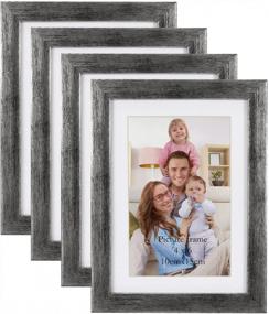 img 4 attached to 4X6 Antique Silver Picture Frame Set Of 4 - Display 5X7 Photo Without Mat Or 4X6 With Mat, Wall & Tabletop Decor For Home & Office