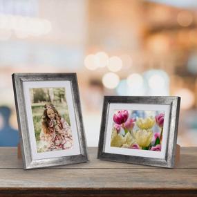 img 1 attached to 4X6 Antique Silver Picture Frame Set Of 4 - Display 5X7 Photo Without Mat Or 4X6 With Mat, Wall & Tabletop Decor For Home & Office