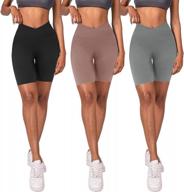 3 pack yolix buttery soft 8" high waisted biker shorts for women - yoga, workout & sports ready! логотип