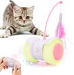 feeko interactive cat toys remote control, 13 in 1 dual modes auto rolling kitty toys, build-in color light, usb charging smart cat toy, feather/bells cat toys for indoor cats kitten (pink) logo