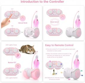 img 3 attached to Feeko Interactive Cat Toys Remote Control, 13 In 1 Dual Modes Auto Rolling Kitty Toys, Build-In Color Light, USB Charging Smart Cat Toy, Feather/Bells Cat Toys For Indoor Cats Kitten (Pink)