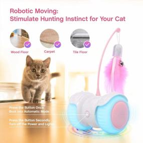 img 1 attached to Feeko Interactive Cat Toys Remote Control, 13 In 1 Dual Modes Auto Rolling Kitty Toys, Build-In Color Light, USB Charging Smart Cat Toy, Feather/Bells Cat Toys For Indoor Cats Kitten (Pink)