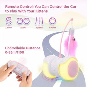 img 2 attached to Feeko Interactive Cat Toys Remote Control, 13 In 1 Dual Modes Auto Rolling Kitty Toys, Build-In Color Light, USB Charging Smart Cat Toy, Feather/Bells Cat Toys For Indoor Cats Kitten (Pink)