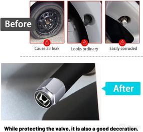 img 3 attached to 🔒 Tire Valve Stem Caps with Metal Rubber Seal, Universal Car Dust-Proof Covers + Wrench | 5 Pcs Tire Valve Stem Cover Accessory (Honda Valve Cap E Silver)