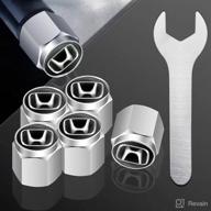 🔒 tire valve stem caps with metal rubber seal, universal car dust-proof covers + wrench | 5 pcs tire valve stem cover accessory (honda valve cap e silver) логотип