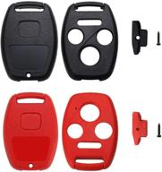 qiyanua 4 buttons key fob shell case & pad kit for honda accord civic ex pilot with screwdriver - black and red (pack of 2) логотип