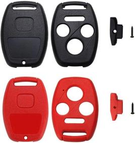 img 1 attached to QIYANUA 4 Buttons Key Fob Shell Case & Pad Kit for Honda Accord Civic Ex Pilot with Screwdriver - Black and Red (Pack of 2)