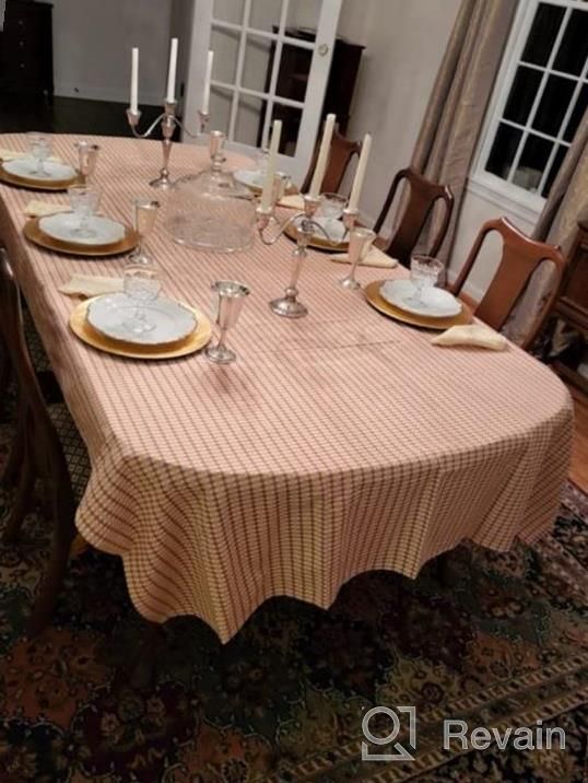 img 1 attached to Ginger Spice Checkered Tablecloth: 100% Cotton Rectangle Outdoor/Home Décor, 60X72 Inches review by Lisa Barber