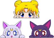 🌙 pack of 3 sailor moon car stickers | anime peeker bumper decals for window laptop windshield water bottle decor (5.1") - blkuopar логотип