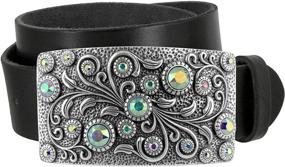 img 4 attached to Timeless Tranquility Swarovski Crystal Genuine Women's Accessories ~ Belts