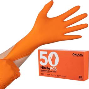 img 4 attached to 🧤 Orange Industrial Nitrile Gloves, 6 Mil, Textured, Heavy Duty Mechanic Gloves, Latex Free & Powder Free, Box of 50, X-Large