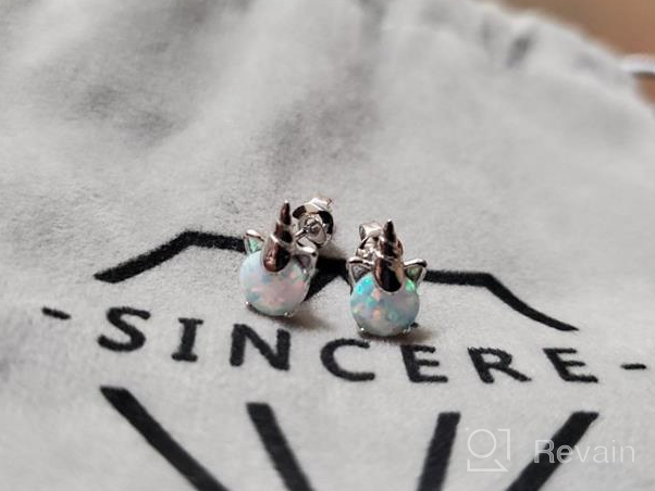 img 1 attached to 🦄 Hypoallergenic Opal Unicorn Earrings: Perfect Christmas Gifts for Girls and Women - Ideal Birthday Gifts for Granddaughter, Daughter, and Girls review by Heidi Davis