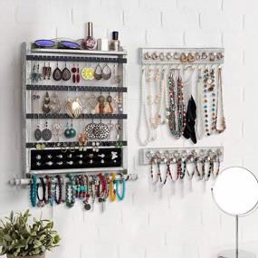 img 3 attached to Rustic Charm: QILICHZ Set Of 3 Wall Mounted Jewelry Organizers For Elegant Jewelry Display & Storage