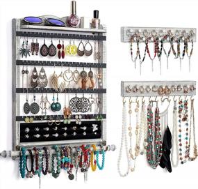 img 4 attached to Rustic Charm: QILICHZ Set Of 3 Wall Mounted Jewelry Organizers For Elegant Jewelry Display & Storage