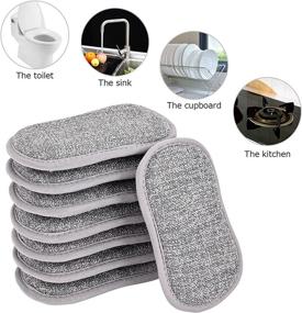 img 1 attached to 🧽 8 Pack of Grey Multi-Purpose Kitchen Scrub Sponges – 6.1" x 3.6" Non-Scratch Microfiber Sponge with Heavy Duty Scouring Power, Effortless Cleaning for Dishes, Pots, and Pans