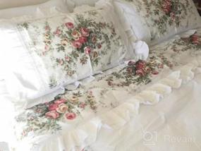 img 6 attached to Queen Size FADFAY 4-Piece Shabby Pink Rose Floral Print Cotton Bedding Set With Ruffles And Bedskirt - Farmhouse Style