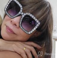 img 1 attached to Shine Bright With FEISEDY Women'S Oversized Crystal Sunglasses - Square Frame B2283 review by Andrea Ellis