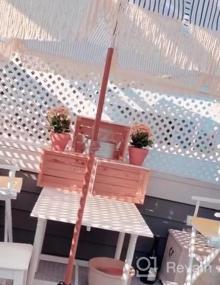 img 5 attached to AMMSUN 7Ft Outdoor Patio Umbrella With Fringe Tassels In Trendy Pink Color, UPF50+ Sun Protection, Wood-Look Steel Pole And Ribs, Easy Push-Button Tilt Function
