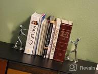 img 1 attached to Heavy Duty Zinc Alloy Bookends, Non-Skid Metal Book Support For Shelves, 7.28 X 6.1 In, Silver review by Don Acevedo