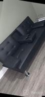 img 1 attached to Modern Grey Faux Leather Futon Sofa Bed With Cup Holders And Armrest - Convertible Folding Recliner Lounge For Living Room By Flamaker review by Ognjen Cao