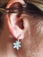 img 1 attached to CICINIO 14K Cubic Zirconia Sky Blue Rhinestone Flower Stud Earrings: Stunning Hypoallergenic Dangle Hook Earrings for Girls & Women review by Teresa Wiggins