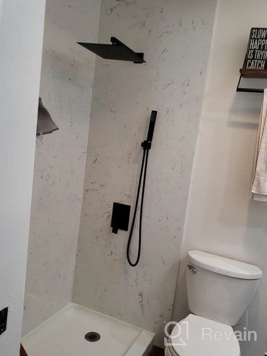 img 1 attached to BWE Shower System Oil Rubbed Bronze With Waterfall Tub Spout 12 Inch Square Bathroom Luxury Rain Mixer Ceiling Mounted Shower Head Combo Set 3-Functions Rainfall With Rough-In Valve Body And Trim review by Jamal Murph