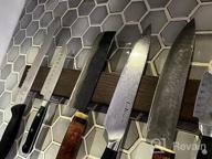 img 1 attached to Ash Wood Magnetic Knife Holder Strip - Deep Grey 18 Inches, No Drill Required - Ideal Utensil Organizer For Kitchen Knives, Refrigerator And Wall Storage, Without Knives - By FINDKING review by Paul Randall