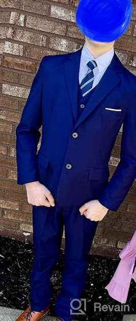 img 1 attached to Boys' 5 Piece Slim Fit Formal Suit Set In Vibrant Colors By YuanLu Dresswear review by Jason Fanney
