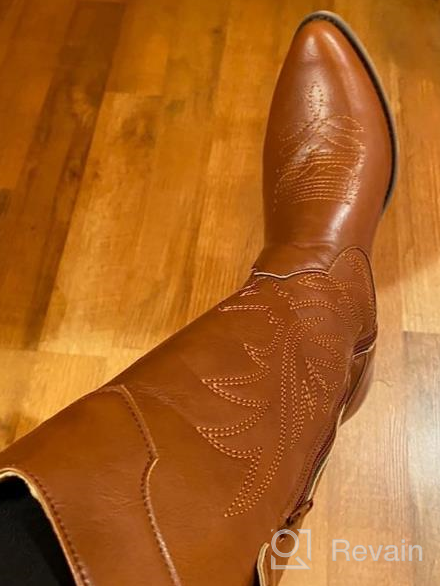 img 1 attached to TEMOFON Cowgirl Boots For Women Pointy Toe Women'S Cowboy Boots Embroidered Western Boots Pull On Mid Calf Chunky Heel Boots review by Greg Cunningham