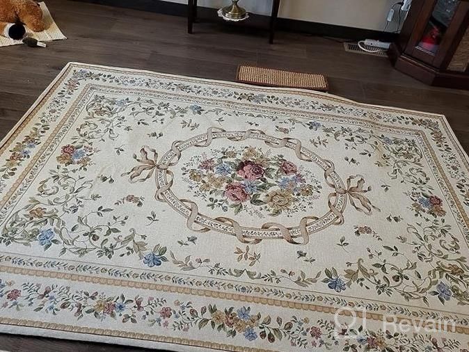 img 1 attached to UKELER Vintage Rustic Shabby Rose Rugs Luxury Soft Elegant Traditional Rugs Accent Floral Floor Rugs Carpet For Home Living Room/Bedroom (78.7''X55'', Country Rose) review by Jose Pacyga