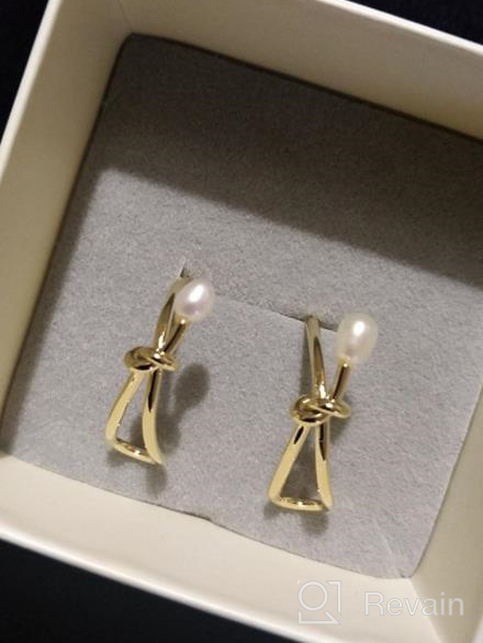 img 1 attached to 🎀 VIENNOIS Gold Plated Bow Dangle Earrings with Natural Pearl: Statement Jewelry Gift for Women and Girls (Gold Plated) review by Monique Johnson