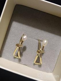 img 5 attached to 🎀 VIENNOIS Gold Plated Bow Dangle Earrings with Natural Pearl: Statement Jewelry Gift for Women and Girls (Gold Plated)