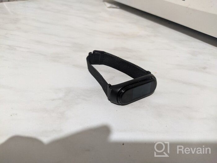 img 1 attached to 💪 Premium Metal Fitness Bracelet - Compatible with Xiaomi Mi Band 3 and 4, Milanese Loop Strap - Black review by Jnis Pimberis ᠌