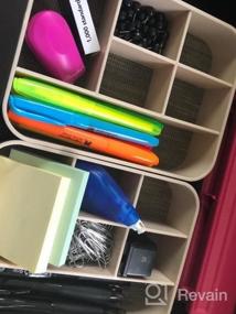 img 5 attached to 2 Pack Pearl Champagne Plastic Woven Home Office Drawer Storage Tray Divided For Countertop Desk Workspace Gel Pens Colored Pencils Erasers Tape Paper Clips 6 Compartments