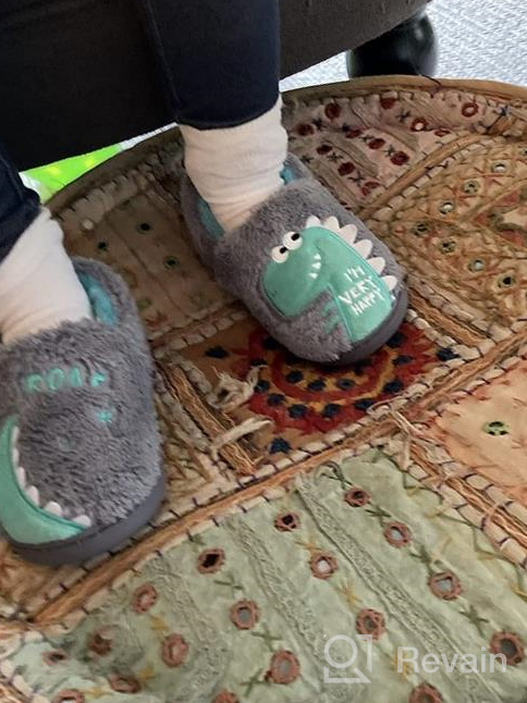img 1 attached to Mikitutu Toddler Dinosaur Slippers: Cute Boys & Girls Winter House Shoes review by Blake Clemons