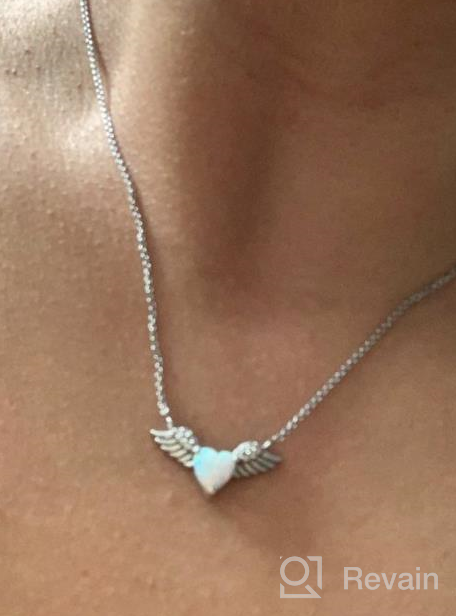 img 1 attached to Sterling Silver Heart Angel Wings Necklace: Genuine vs Synthetic Gemstone, 15 Inches + Extender review by Dennis Black