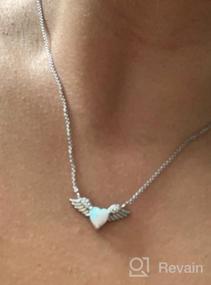 img 4 attached to Sterling Silver Heart Angel Wings Necklace: Genuine vs Synthetic Gemstone, 15 Inches + Extender