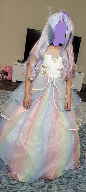 img 1 attached to TTYAOVO Princess Girl Dress: Long Tulle Gown for Flower Girls in Unicorn Costume review by Lindsay Campbell