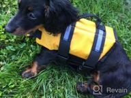 img 1 attached to HAOCOO Dog Life Jacket Vest: Reflective Stripes, Adjustable Belt, Safety Swimsuit Preserver - Blue Bone Design (Size S) review by Jill Bell