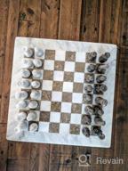 img 1 attached to Large Handmade Weighted Marble Chess Set In White And Grey Oceanic Design - Perfect For Adults, Tournament Play, And Ambassador Gifts review by Chad Michels