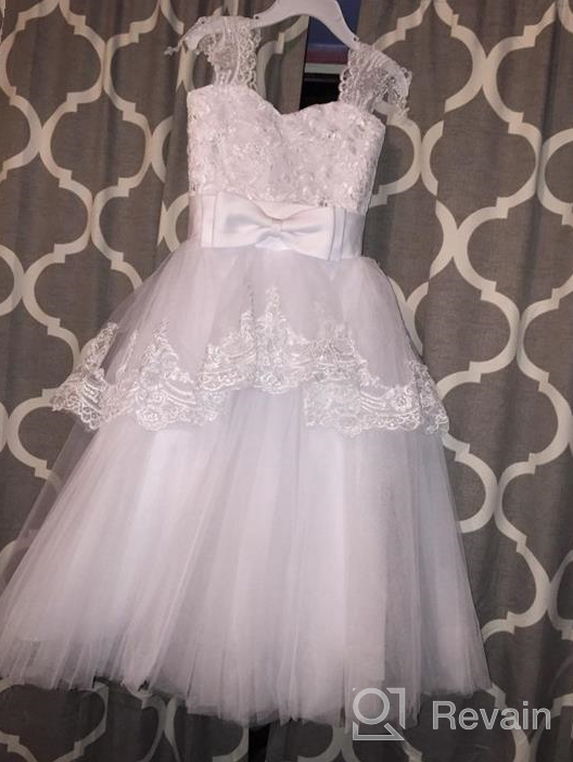 img 1 attached to Elegantly Adorned Tulle Flower Girls' Clothing with Appliques Sleeves review by Michelle Wilson
