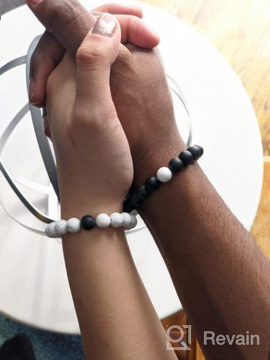img 1 attached to AMORWING His And Hers Onyx Stone Couple Bracelets review by Tina Evans