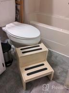 img 1 attached to White Wooden 2-Step Stool For Kids With Non-Slip Mats & Handle - Bathroom Potty, Kitchen, Bedroom Home Use | Bonus Safety Feature review by Tai Wiest