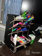 img 1 attached to Marbrasse Upgraded Wooden Pencil Holder, Pen Organizer For Desk With 15 Compartments + Drawer, Desktop Stationary Storage Organizer Caddy, Easy Assembly (Black) review by Kavon Wiley